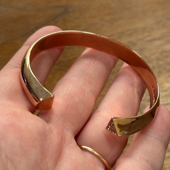 Paige Novick silver cuff bracelet copper finish color heavy metal artisan chic - Picture 7 of 7